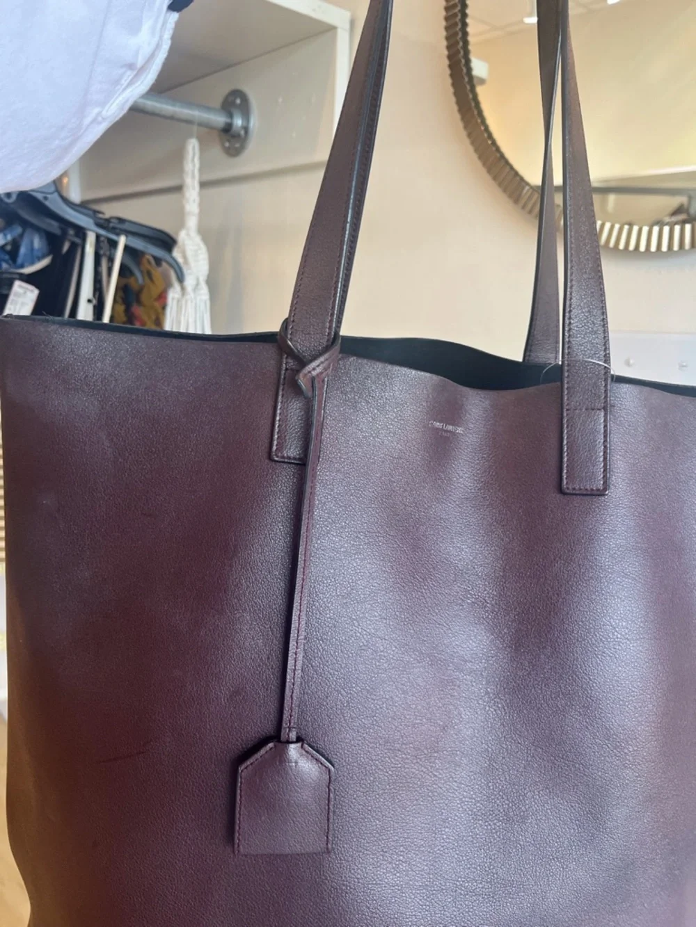 Saint Laurent Large Brownish/Redish Leather Tote - Picture 7 of 9